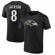 Футболка Baltimore Ravens Lamar Jackson Black Icon Name & Number