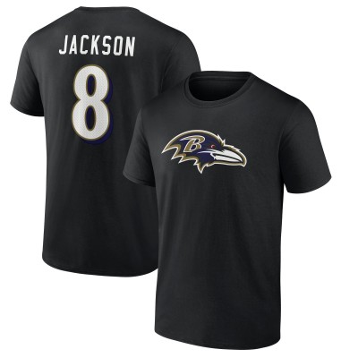 Футболка Baltimore Ravens Lamar Jackson Black Icon Name & Number