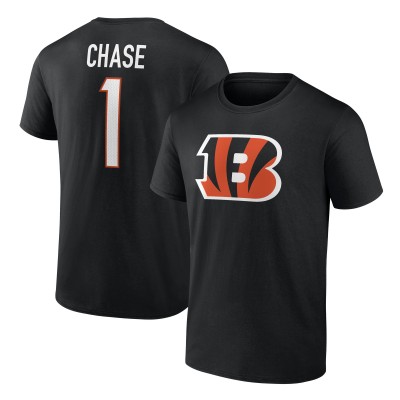 Cincinnati Bengals JaMarr Chase Black Icon Name & Number T-Shirt