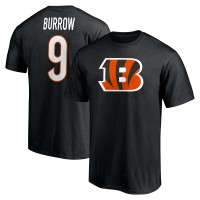 Cincinnati Bengals Joe Burrow Black Icon Name & Number T-Shirt