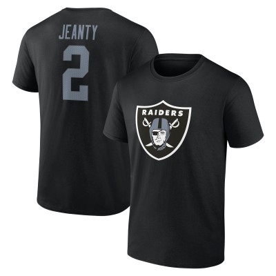 Las Vegas Raiders Ashton Jeanty Black Icon Name & Number T-Shirt