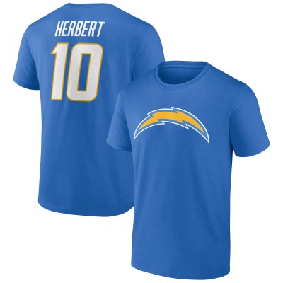 Los Angeles Chargers Justin Herbert Powder Blue Icon Name & Number T-Shirt
