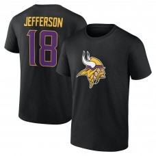 Minnesota Vikings Justin Jefferson Black Icon Name & Number T-Shirt