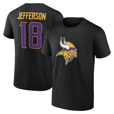 Minnesota Vikings Justin Jefferson Black Icon Name & Number T-Shirt