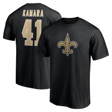 Футболка New Orleans Saints Alvin Kamara Black Icon Name & Number