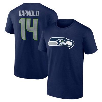 Seattle Seahawks Sam Darnold College Navy Icon Name & Number T-Shirt