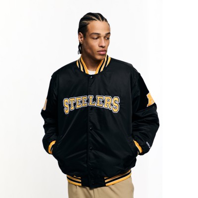 Unisex Pittsburgh Steelers Golf Wang Black Full-Snap Bomber Jacket