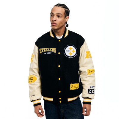 Unisex Pittsburgh Steelers Golf Wang Black Full-Snap Letterman Jacket