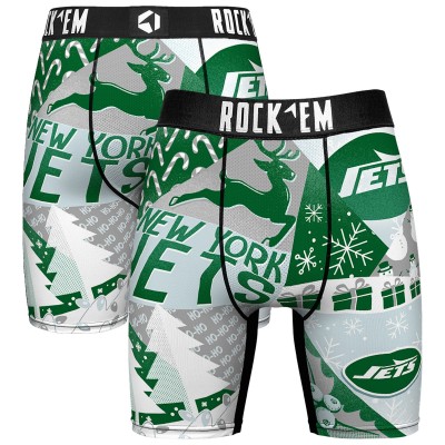 New York Jets Rock Em Socks Green Holiday Tacky Remix Boxer Briefs