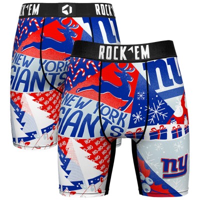 New York Giants Rock Em Socks Royal Holiday Tacky Remix Boxer Briefs