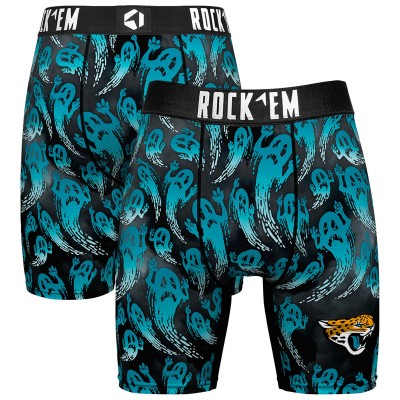 Jacksonville Jaguars Rock Em Socks Teal Halloween Ghost Fade Boxer Briefs