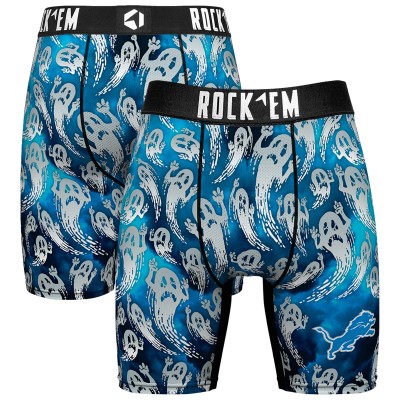 Detroit Lions Rock Em Socks Blue Halloween Ghost Fade Boxer Briefs