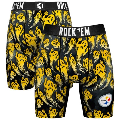 Pittsburgh Steelers Rock Em Socks Black Halloween Ghost Fade Boxer Briefs