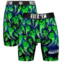 Seattle Seahawks Rock Em Socks College Navy Halloween Ghost Fade Boxer Briefs