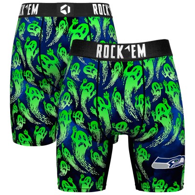 Seattle Seahawks Rock Em Socks College Navy Halloween Ghost Fade Boxer Briefs