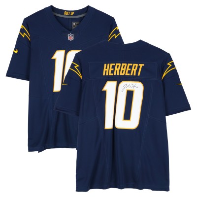 Justin Herbert Los Angeles Chargers Autographed Fanatics Authentic Nike Navy Alternate Game Jersey
