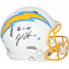 Justin Herbert Los Angeles Chargers Autographed Fanatics Authentic Riddell Speed Authentic Helmet with Bolt Up! Inscription