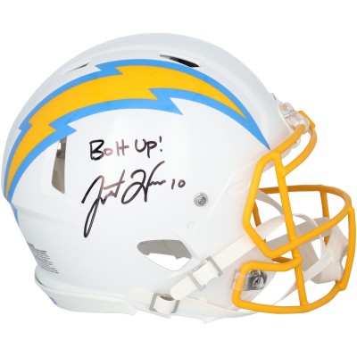 Justin Herbert Los Angeles Chargers Autographed Fanatics Authentic Riddell Speed Authentic Helmet with Bolt Up! Inscription