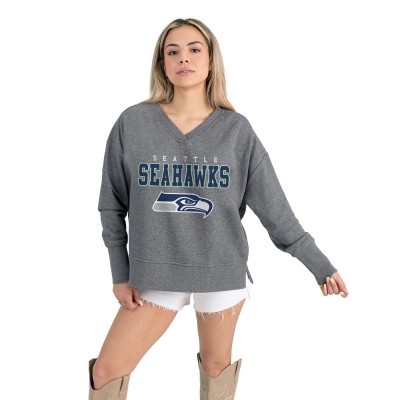 Женская Seattle Seahawks Gameday Couture Gray French Terry V-Neck Pullover Sweatshirt