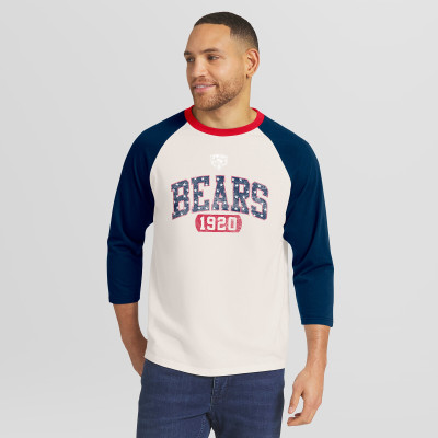 Футболка Chicago Bears Darius Rucker Collection by Fanatics White/Navy Americana 3/4 Sleeve Raglan