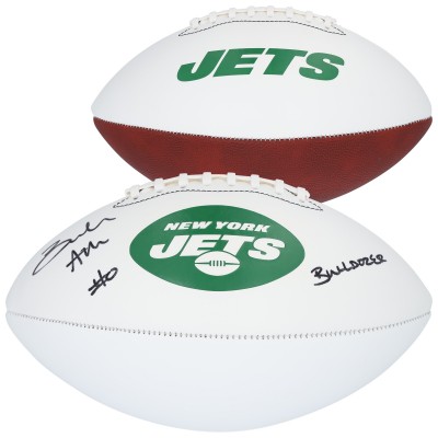 Braelon Allen New York Jets Autographed Fanatics Authentic Franklin White Panel Football with Bulldozer Inscription