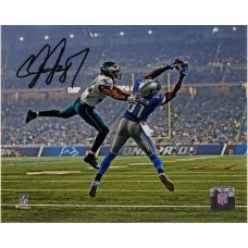Calvin Johnson Detroit Lions Autographed Fanatics Authentic 8 x 10 Leaping Touchdown Photograph