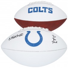 Adonai Mitchell Indianapolis Colts Autographed Fanatics Authentic Franklin White Panel Football with For the Shoe Inscription