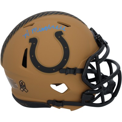 Adonai Mitchell Indianapolis Colts Autographed Fanatics Authentic Riddell 2023 Salute To Service Speed Mini Helmet