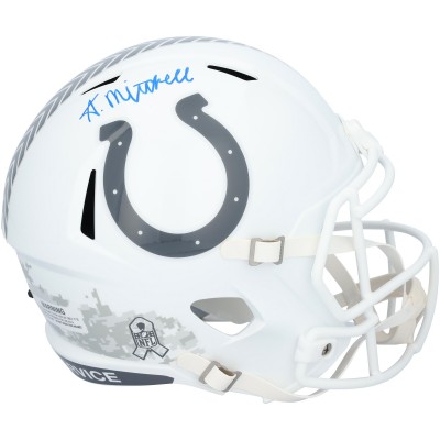 Adonai Mitchell Indianapolis Colts Autographed Fanatics Authentic Riddell 2024 Salute To Service Speed Replica Helmet