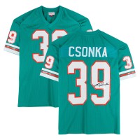 Larry Csonka Miami Dolphins Autographed Fanatics Authentic Aqua Mitchell & Ness Authentic Jersey