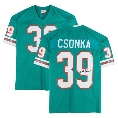 Larry Csonka Miami Dolphins Autographed Fanatics Authentic Aqua Mitchell & Ness Authentic Jersey