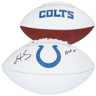 Edgerrin James Indianapolis Colts Autographed Fanatics Authentic Franklin White Panel Football with HOF 20 Inscription