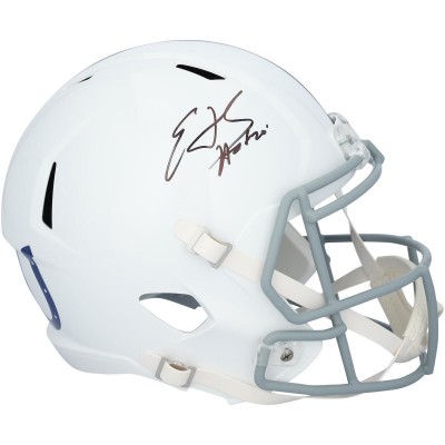 Edgerrin James Indianapolis Colts Autographed Fanatics Authentic Riddell 2021 Throwback Speed Replica Helmet with HOF 20 Inscription