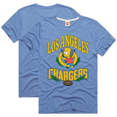 Unisex Los Angeles Chargers Homage x The Simpsons Powder Blue Tri-Blend T-Shirt