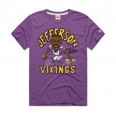 Unisex Minnesota Vikings Justin Jefferson Homage Purple Caricature Player Graphic Tri-Blend T-Shirt