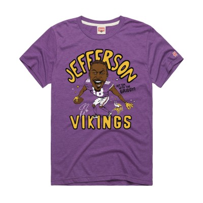 Unisex Minnesota Vikings Justin Jefferson Homage Purple Caricature Player Graphic Tri-Blend T-Shirt