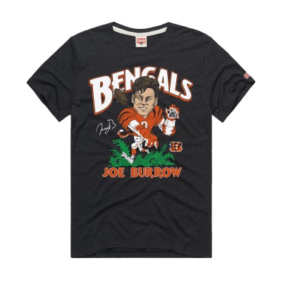Unisex Cincinnati Bengals Joe Burrow Homage Charcoal Caricature Player Graphic Tri-Blend T-Shirt