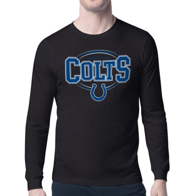 Indianapolis Colts Starter Black Team Track Graphic Long Sleeve T-Shirt