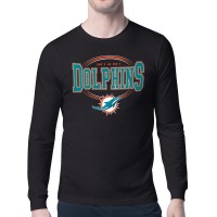 Miami Dolphins Starter Black Team Track Graphic Long Sleeve T-Shirt