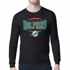 Miami Dolphins Starter Black Team Track Graphic Long Sleeve T-Shirt