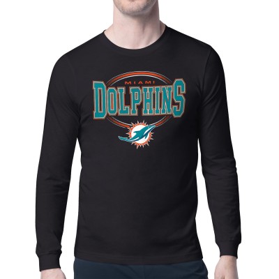 Miami Dolphins Starter Black Team Track Graphic Long Sleeve T-Shirt