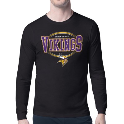 Minnesota Vikings Starter Black Team Track Graphic Long Sleeve T-Shirt