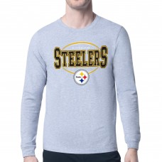 Pittsburgh Steelers Starter Heather Gray Team Track Graphic Long Sleeve T-Shirt