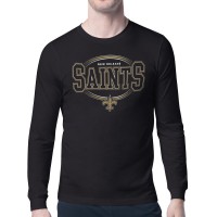 New Orleans Saints Starter Black Team Track Graphic Long Sleeve T-Shirt