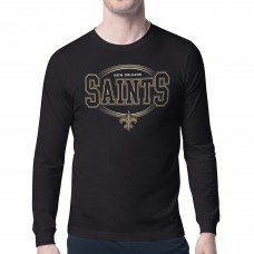 New Orleans Saints Starter Black Team Track Graphic Long Sleeve T-Shirt