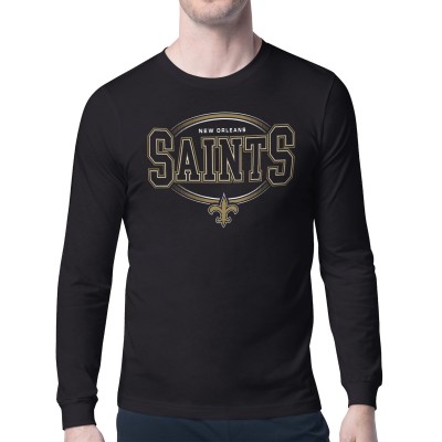 New Orleans Saints Starter Black Team Track Graphic Long Sleeve T-Shirt