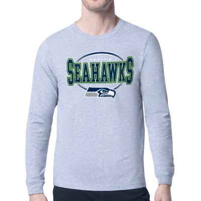 Seattle Seahawks Starter Heather Gray Team Track Graphic Long Sleeve T-Shirt