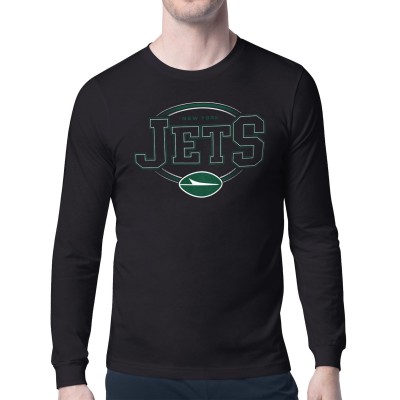 New York Jets Starter Black Team Track Graphic Long Sleeve T-Shirt