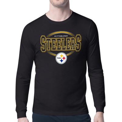 Pittsburgh Steelers Starter Black Team Track Graphic Long Sleeve T-Shirt