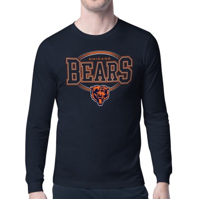 Футболка с длинным рукавом Chicago Bears Starter Navy Team Track Graphic